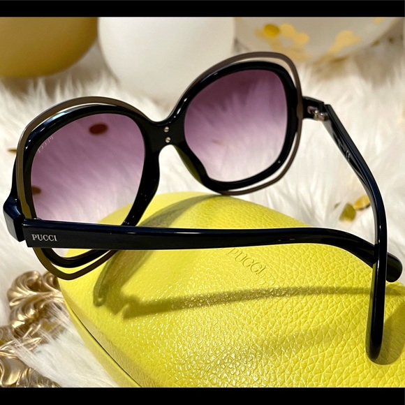 Authentic Emilio Pucci Sunglasses EP 56 black w/ gradient violet lenses - Picture 4 of 10